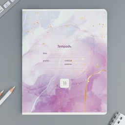 Цена за 10 шт. Тетрадь в линейку, 18 листов, А5, на скрепке, блок №1«Мрамор» МИКС