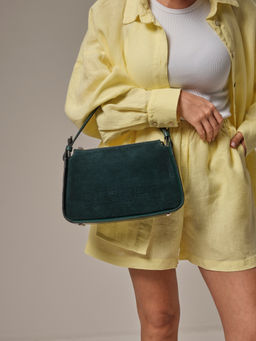 Сумка замшевая на плечо Deboro 30790 изумруд