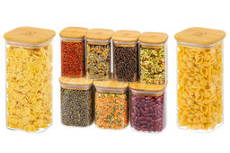 Набор 9 банок д/хранения 3 пр. 450 мл+4 пр. 250 мл+2 пр. 1,6 л Crystal glass+ бамб.крыш. с сил.упл - Elan gallery фото 4