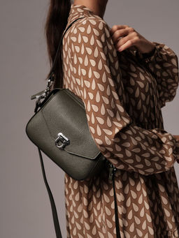 Сумка кожаная через плечо Azaro 3684 зеленый мох