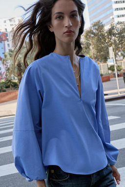 POPLIN BALLOON SLEEVE SHIRT - Zara фото 7