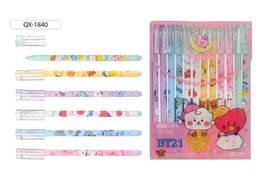 Цена за 2 шт. Ручка гелевая стираемая BASIR "Сердечки и зверюшки" (1840) синяя, 0.5мм, корпус цветной с рисунком