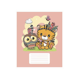 Цена за 10 шт. Тетрадь 12 листов в частую косую линию Животное племя, обложка мелованный картон, ВД-лак, блок офсет, МИКС - Calligrata фото 6