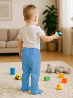 Ползунки короткие голубые Т