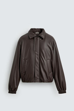 RELAXED FIT LEATHER EFFECT JACKET - Zara фото 6