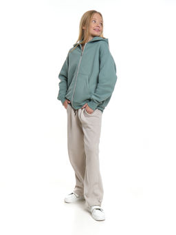 Толстовка с начесом оверсайз на молнии 22-5609 мятный - Mini maxi фото 6
