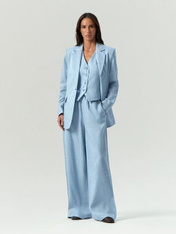 Брюки на резинке изо льна, D355/normandie