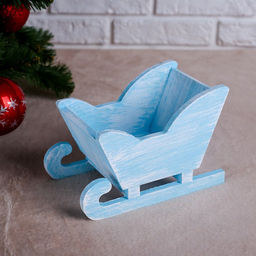 Кашпо деревянное 201213 см Санки, голубая кисть Дарим Красиво