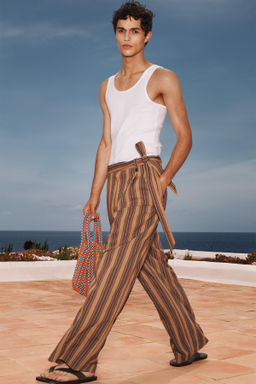LIMITED EDITION STRIPED TROUSERS WITH BELT - Zara фото 4