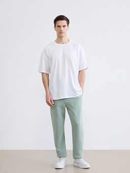 Oversize Fit Bisiklet Yaka K?sa Kollu Erkek Ti??rt