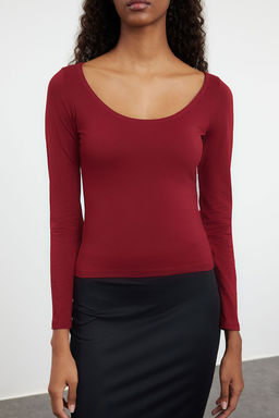 Trendyolmilla Murdum Havuz Yaka Fitted/Vucuda Oturan Orme Bluz TWOAW25BZ00025 фото 3