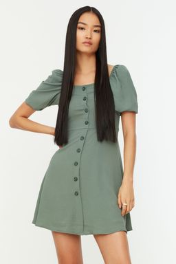 TRENDYOLMILLA Kiremit A Kesim Balon Kollu Mini Dokuma Elbise TWOSS20EL2314 фото 13