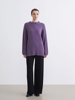 Bisiklet Yaka Kendinden Desenli Kad?n Triko Tunik