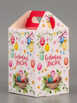Цена за 5 шт. Коробка подарочная пасхальная, с окном и с ручкой Светлой Пасхи, 10?10?15 см