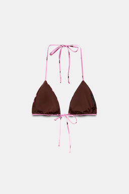 TOP BIKINI TRIANGULAR ESTAMPADO LUNARES / Rosa - Zara фото 4