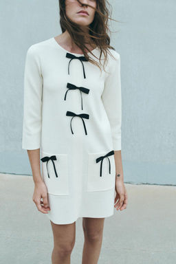 SHORT KNIT DRESS WITH BOWS - Zara фото 2