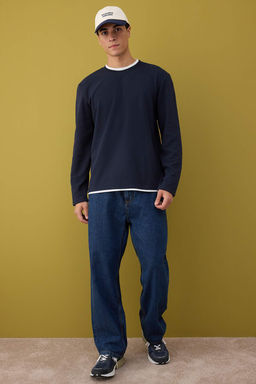 TRENDYOL MAN Mavi Regular/Normal Kesim Sweatshirt TMNAW22SW0658 - Trendyolmilla фото 8