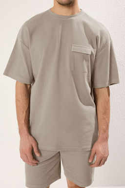 TRENDYOL MAN Haki Oversize/Genis Kesim Dokulu Cep Detayl? K?sa Kol Premium T-shirt TMNSS25TS00061 - Trendyolmilla фото 4