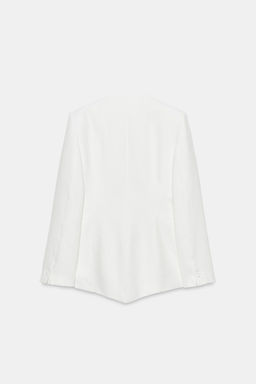 ZW COLLECTION TUXEDO-STYLE LINEN BLEND BLAZER - Zara фото 6