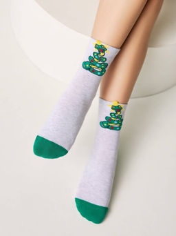 Цена за 2 пары. Носки новогодние светло-серый