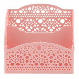 "Домашняя мода" Корзина пластмассовая для хранения "Узоры" 8х13,3см h13см, розовые лепестки (Китай)