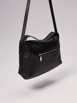 Сумка кожаная багет Deboro 30963 черная