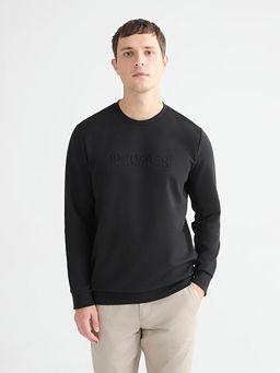 Bisiklet Yaka Bask?l? Erkek Sweatshirt