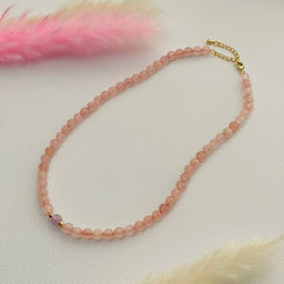 Бусы из Розового кварца с Аметистом 39 см +