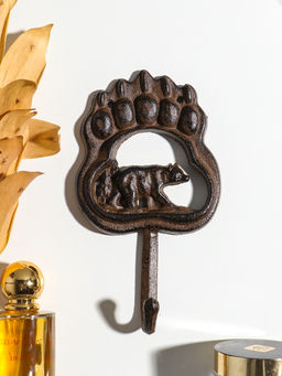 Крючок декоративный чугун "След медведя и медведь" 18,5х10,5х3,5 см