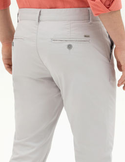A__k Gri Slim Fit Kanvas Pantolon