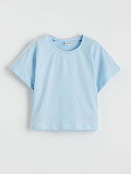 Bisiklet Yaka ?eritli Bol Fit K?z ?ocuk Ti??rt