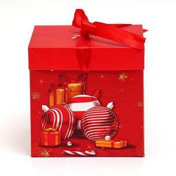 Коробка подарочная новогодняя складная «Игрушки» 15×15×15 см