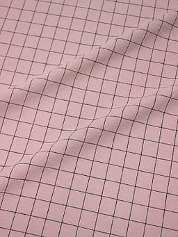 Вареный (стираный) хлопок Черная клетка (1.8*1.8см) цв.пыльный розово-сиреневый, ш.2.5м, хл-100%