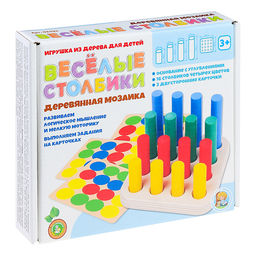 Мозаика деревянная Весёлые столбики 16 элементов - Десятое королевство фото 2