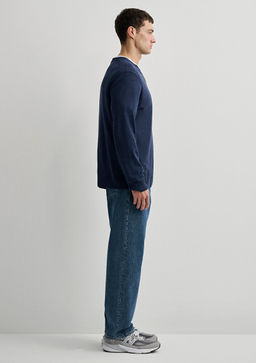 Bisiklet Yaka Lacivert Kazak - Mavi фото 7