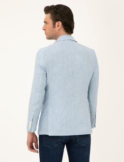 Голубая льняная куртка узкого кроя - Cacharel фото 5