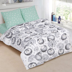 Ежата 1,5 сп./Пододеяльник: 1 шт. - 215*145; Простыня: 1 шт. - 214*150; Наволочка: 2 шт. - 70*70; Поплин детский