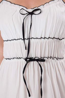 Trendyolmilla Beyaz Dokulu Kurdele Detayl? Biyeli Plaj Elbisesi TBESS25EL00147  фото 3