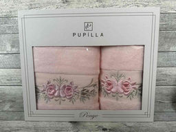 Набор полотенец Pupilla EVA хлопок (2 шт) (50*90,70*140) цветы на ветке розовый