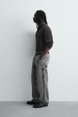 JEANS BOLSILLO CARPINTERO LAVADO / Gris - Zara фото 4