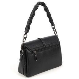 Женская сумка через плечо из эко кожи с тремя отделениями под клапаном 9802 Блек - Cidirro фото 3