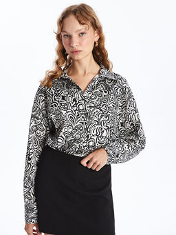 Desenli Oversize Saten Kad?n G?mlek