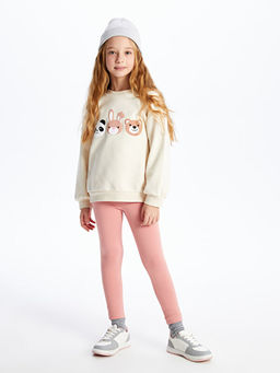 Bisiklet Yaka Bask?l? Uzun Kollu K?z ?ocuk Sweatshirt - Waikiki фото 2