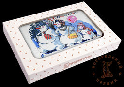 Сувенирные пряники (фотопечать) 170 гр. Семья снеговиков Сгущенка