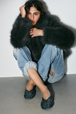 SPARKLY MESH BALLET FLATS - Zara фото 3