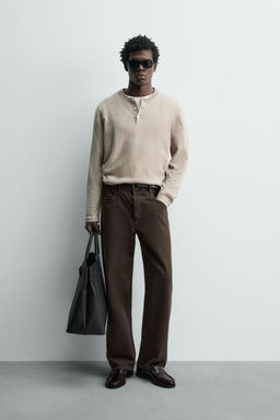 COTTON BLEND HENLEY JUMPER - Zara фото 9