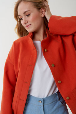 Бомбер из драпа арт. 8026 оранжевый