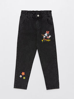 Beli Lastikli Minnie Mouse Bask?l? K?z ?ocuk Jean Pantolon