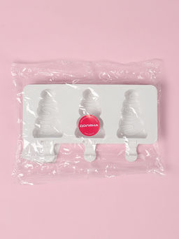 Форма для мороженого новогодняя Ёлочка, силикон, 19.5?13?2.5 см, 3 ячейки (7.1?2.7 см), белая