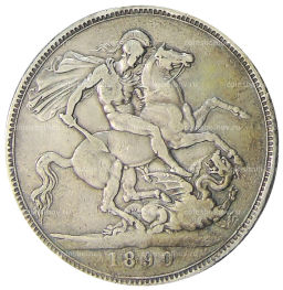 Монета 1 крона 1890 года Великобритания